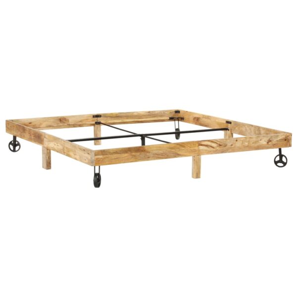 Estrutura de cama madeira de mangueira maciça 200x200 cm - Image 10