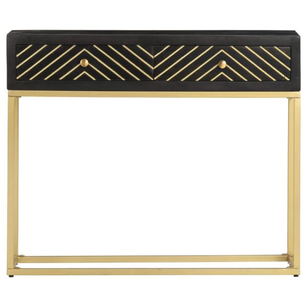 Mesa consola 90x30x75 cm mangueira maciça preto e dourado - Image 2