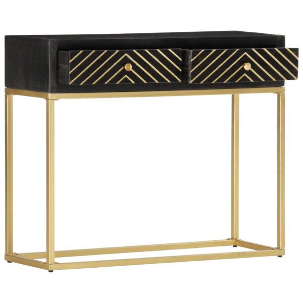 Mesa consola 90x30x75 cm mangueira maciça preto e dourado - Image 11