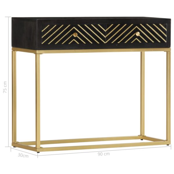 Mesa consola 90x30x75 cm mangueira maciça preto e dourado - Image 6