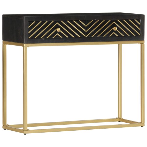 Mesa consola 90x30x75 cm mangueira maciça preto e dourado - Image 7