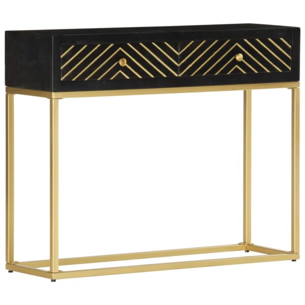 Mesa consola 90x30x75 cm mangueira maciça preto e dourado - Image 8