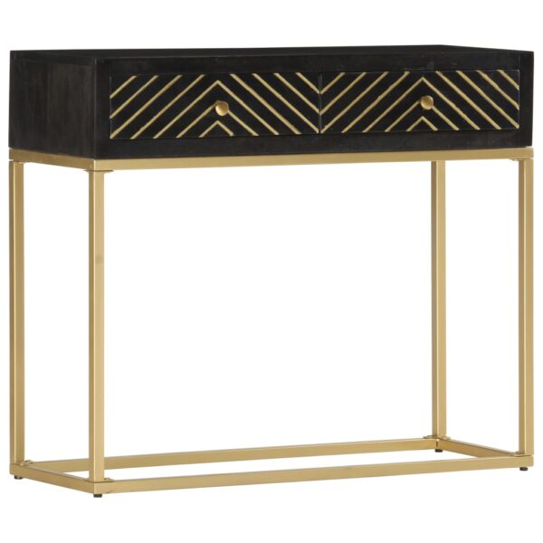 Mesa consola 90x30x75 cm mangueira maciça preto e dourado - Image 9