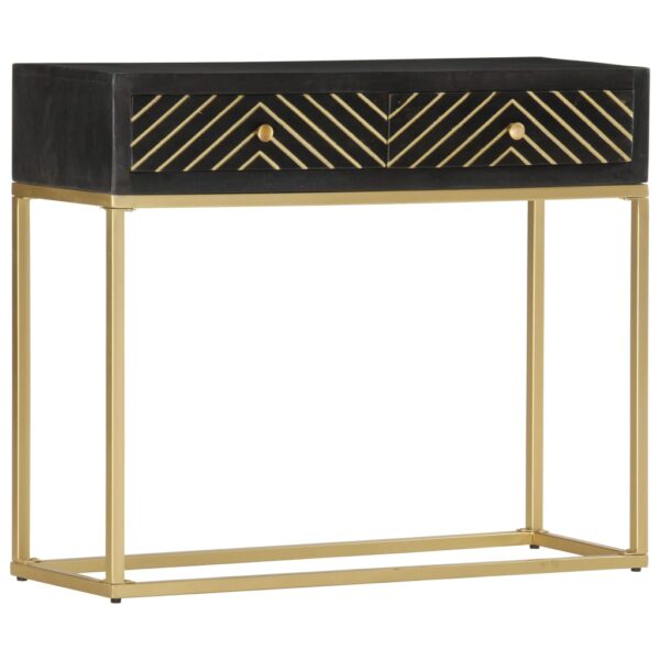 Mesa consola 90x30x75 cm mangueira maciça preto e dourado - Image 10