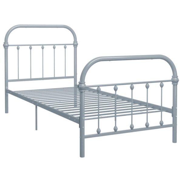 Estrutura de cama 90x200 cm metal cinzento - Image 2