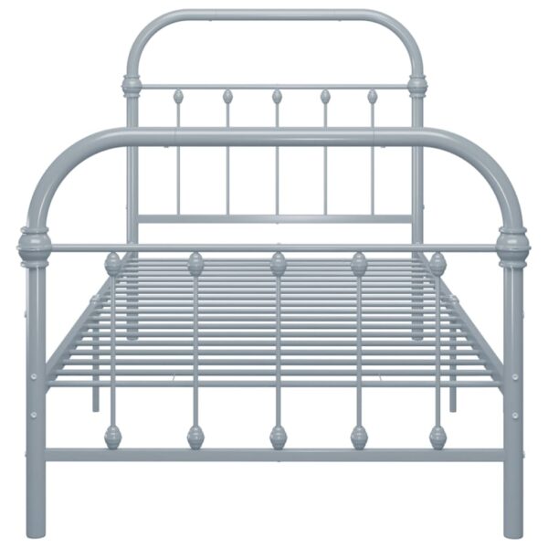 Estrutura de cama 90x200 cm metal cinzento - Image 4
