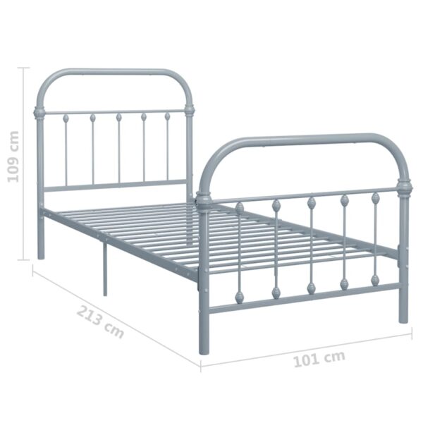 Estrutura de cama 90x200 cm metal cinzento - Image 6