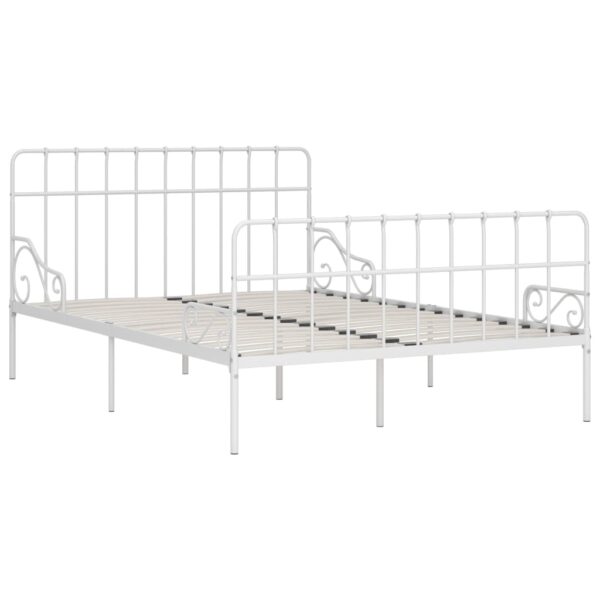 Estrutura de cama com estrado de ripas 140x200 cm metal branco - Image 2