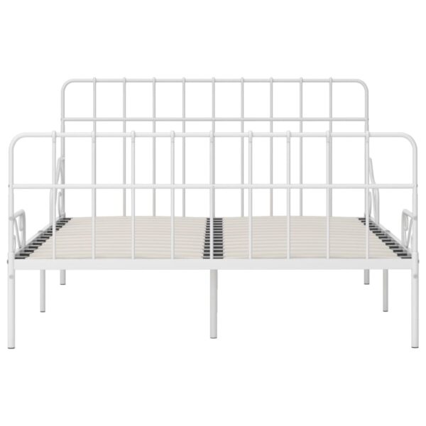 Estrutura de cama com estrado de ripas 140x200 cm metal branco - Image 3