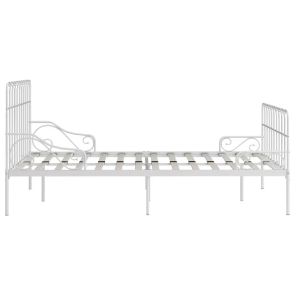 Estrutura de cama com estrado de ripas 140x200 cm metal branco - Image 4