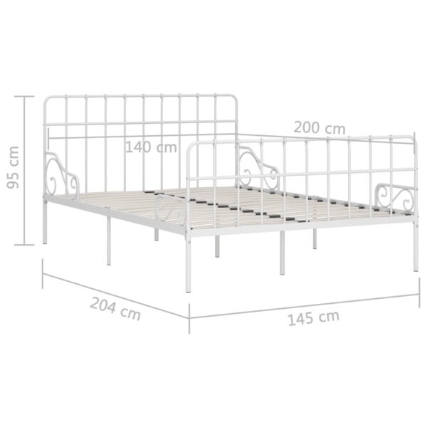 Estrutura de cama com estrado de ripas 140x200 cm metal branco - Image 5