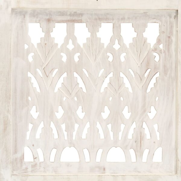 Biombo esculp. mão 3 painéis 120x165 cm mangueira maciça branco - Image 3