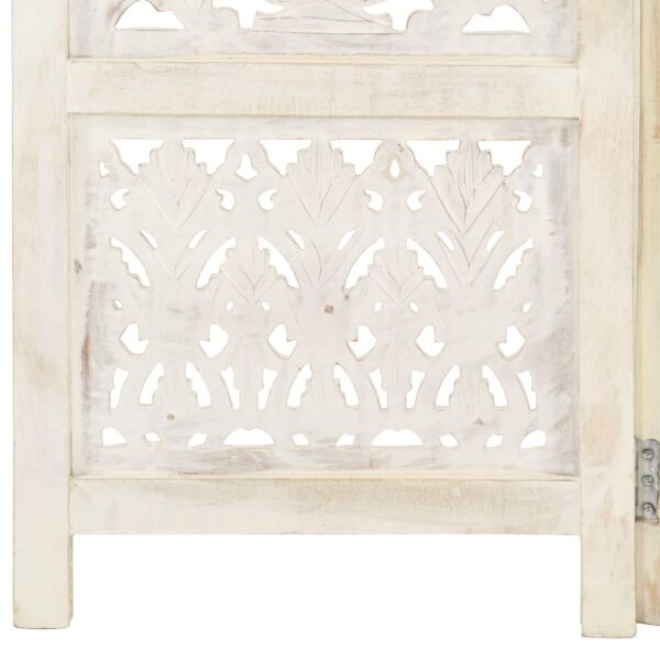 Biombo esculp. mão 3 painéis 120x165 cm mangueira maciça branco - Image 5