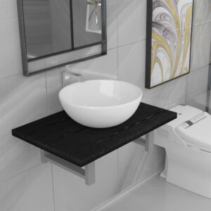 Conjunto de móveis de casa banho 2 peças cerâmica preto