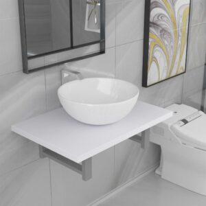 Conjunto de móveis de casa banho 2 peças cerâmica branco