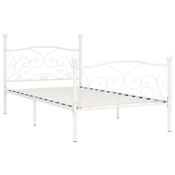Estrutura de cama com estrado de ripas 100x200 cm metal branco - Image 2