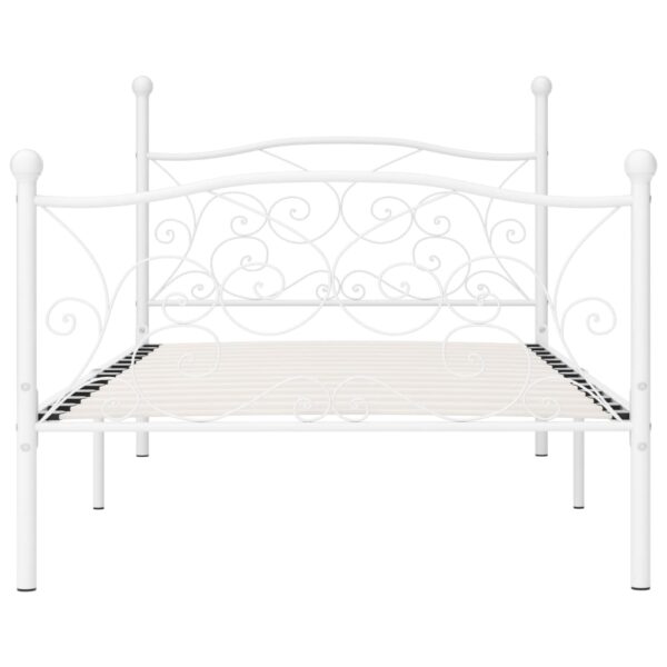 Estrutura de cama com estrado de ripas 100x200 cm metal branco - Image 3