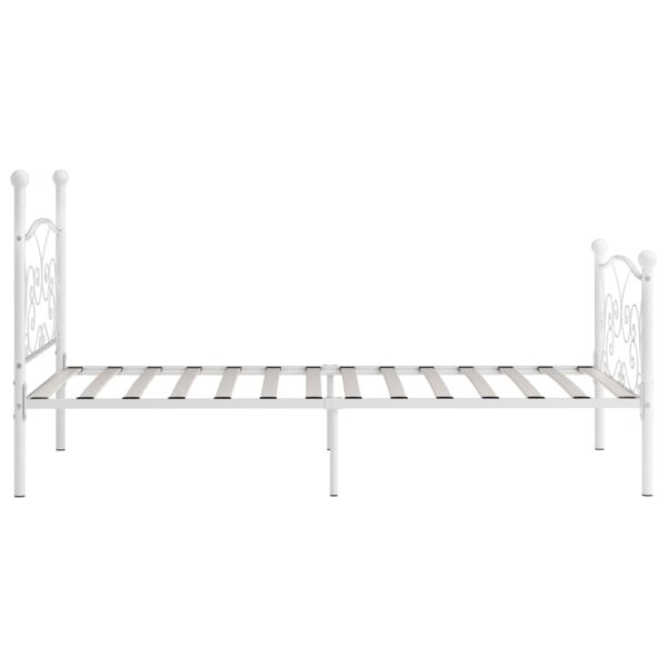 Estrutura de cama com estrado de ripas 100x200 cm metal branco - Image 4