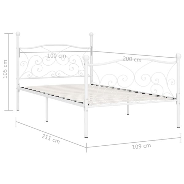 Estrutura de cama com estrado de ripas 100x200 cm metal branco - Image 5