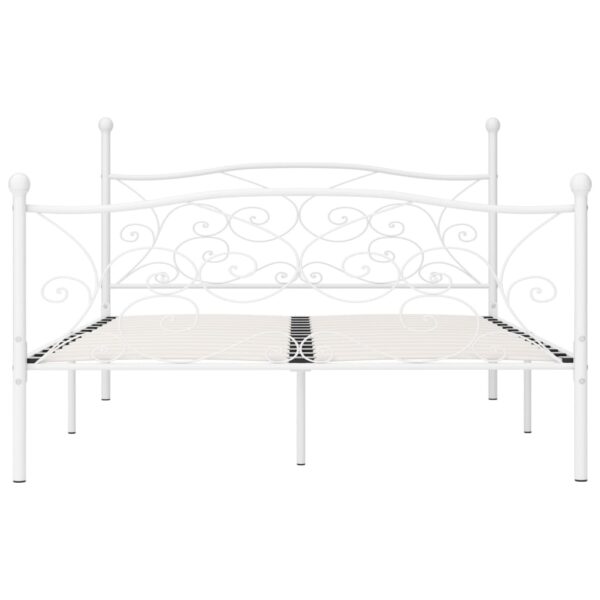 Estrutura de cama com estrado de ripas 200x200 cm metal branco - Image 3