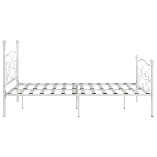 Estrutura de cama com estrado de ripas 200x200 cm metal branco - Image 4