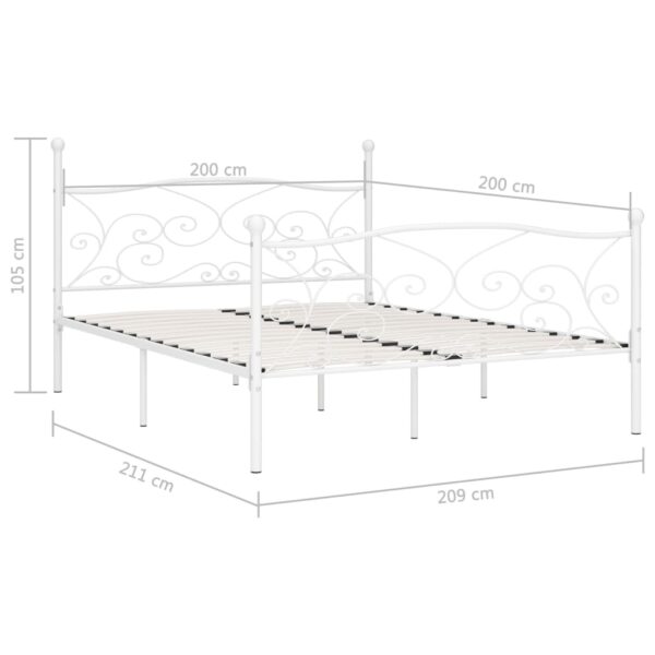 Estrutura de cama com estrado de ripas 200x200 cm metal branco - Image 5