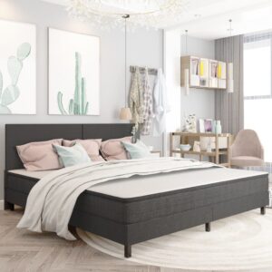 Cabeceira de cama 200x200 cm tecido cinzento-escuro