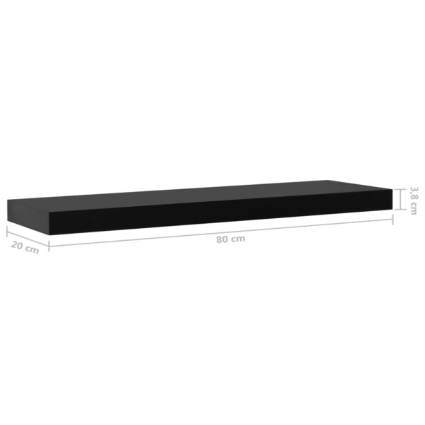 Prateleiras de parede suspensas 2 pcs 80x20x3,8 cm preto - Image 5