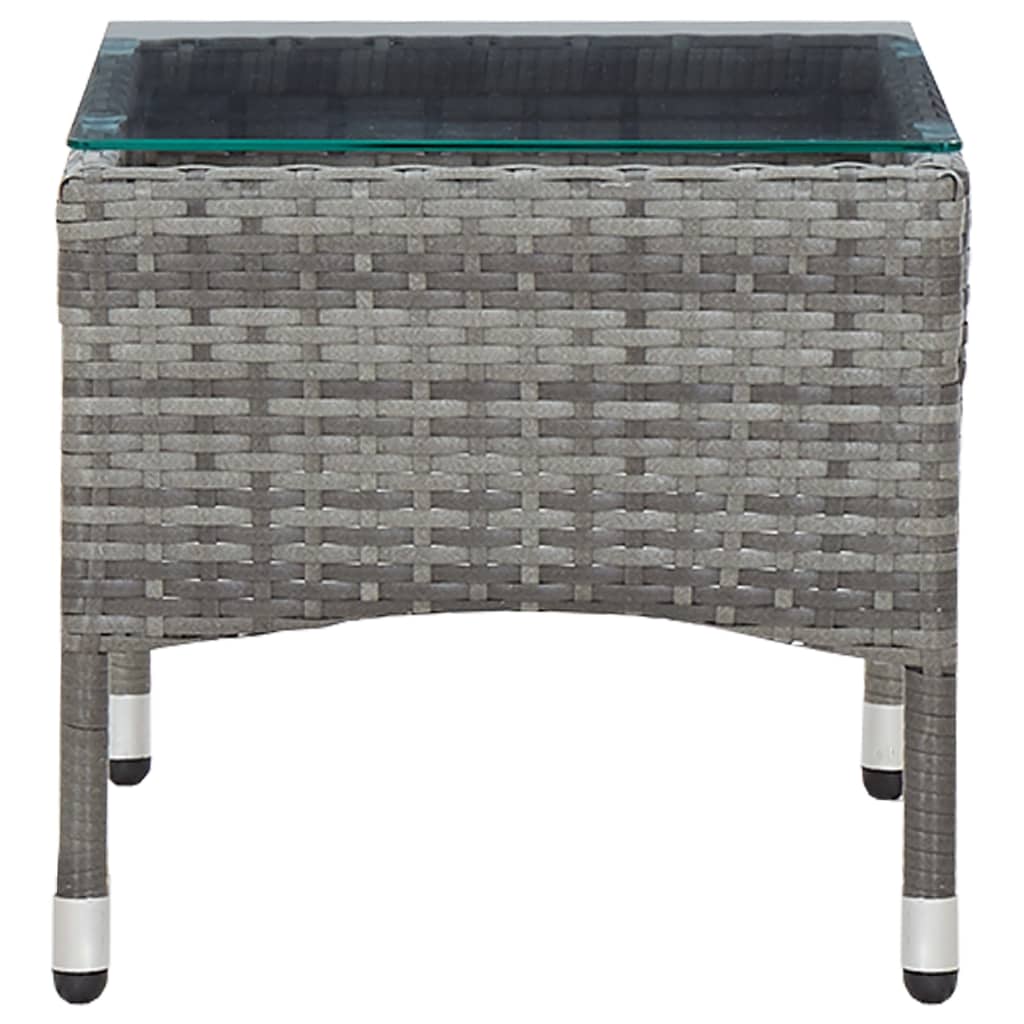 4 pcs conjunto lounge de jardim c/ almofadões vime PE cinzento - Image 12