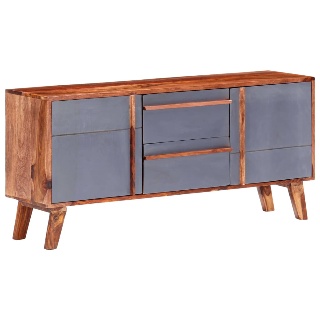 Aparador 120x30x55 cm madeira maciça cinzento - Image 12