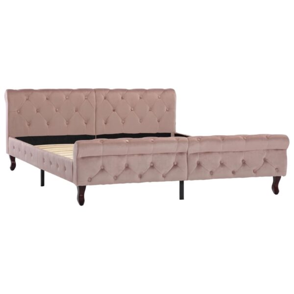 Estrutura de cama 160x200 cm veludo cor-de-rosa - Image 2