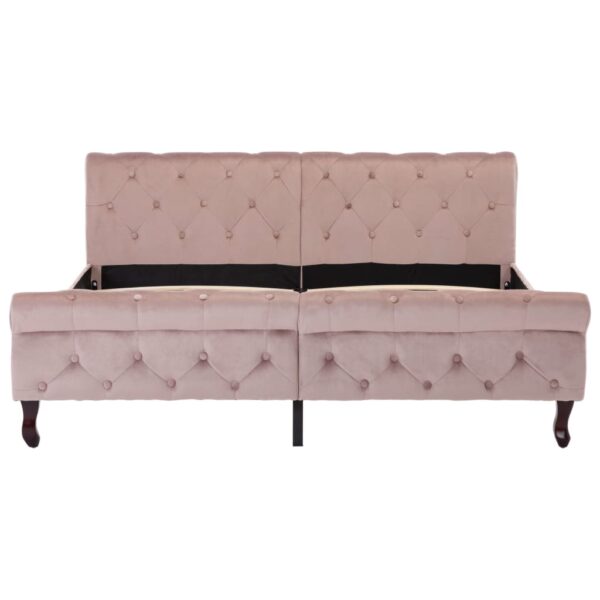 Estrutura de cama 160x200 cm veludo cor-de-rosa - Image 3