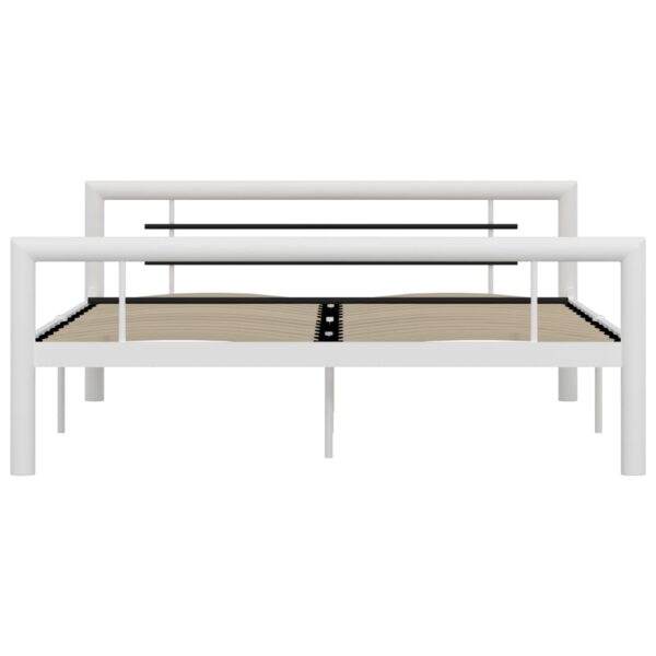 Estrutura de cama 140x200 cm metal branco e preto - Image 3