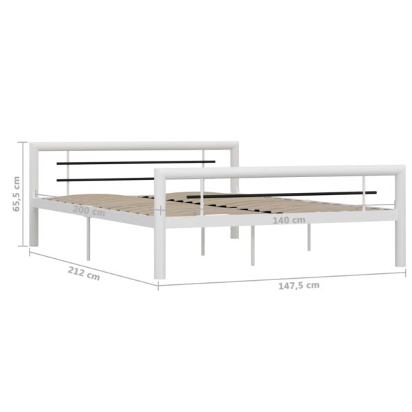 Estrutura de cama 140x200 cm metal branco e preto - Image 6