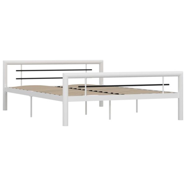 Estrutura de cama 160x200 cm metal branco e preto - Image 2