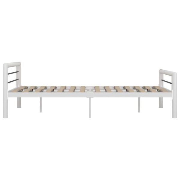 Estrutura de cama 160x200 cm metal branco e preto - Image 4