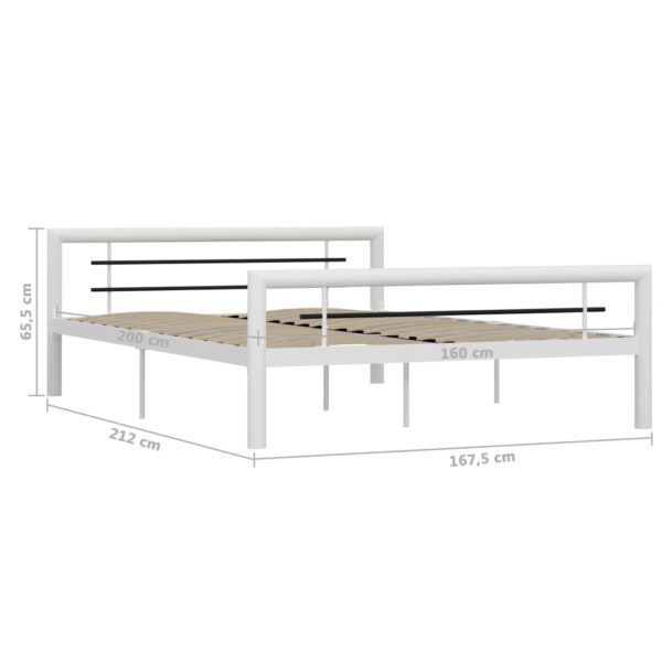 Estrutura de cama 160x200 cm metal branco e preto - Image 6