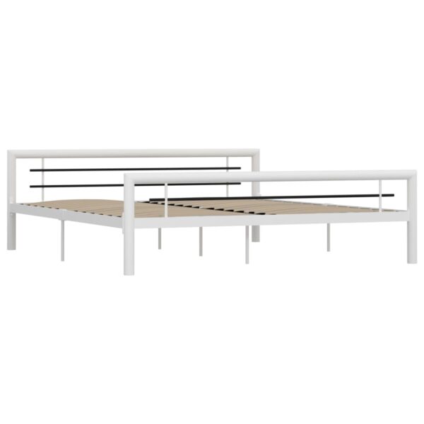 Estrutura de cama 180x200 cm metal branco e preto - Image 2