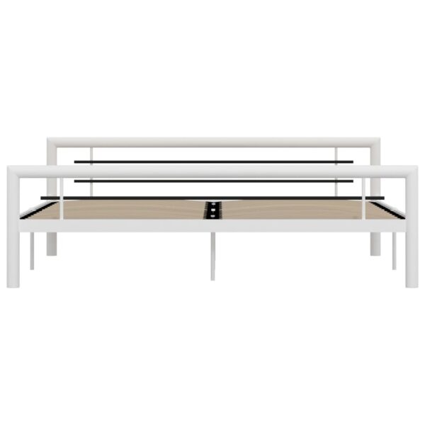 Estrutura de cama 180x200 cm metal branco e preto - Image 3