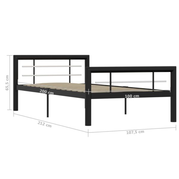 Estrutura de cama 90x200 cm metal preto e branco - Image 6