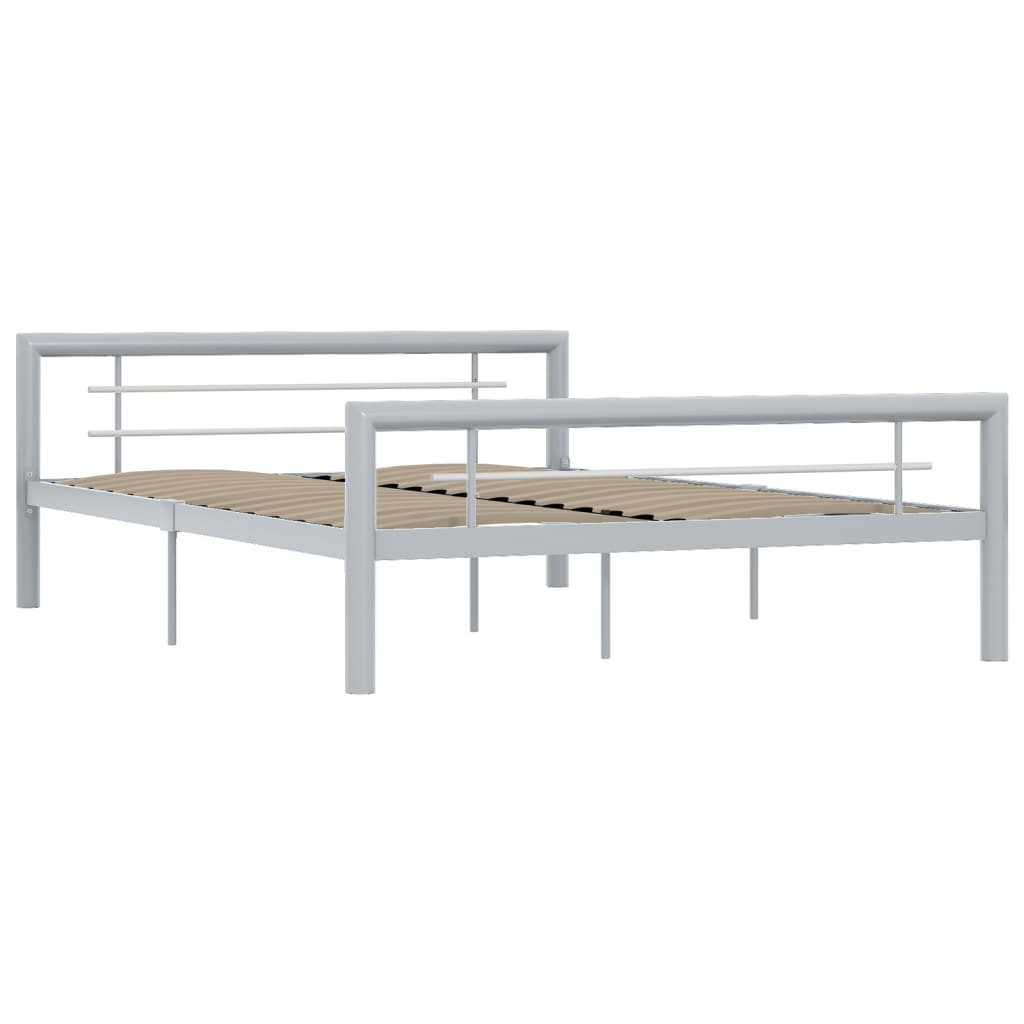 Estrutura de cama 120x200 cm metal cinzento e branco - Image 2