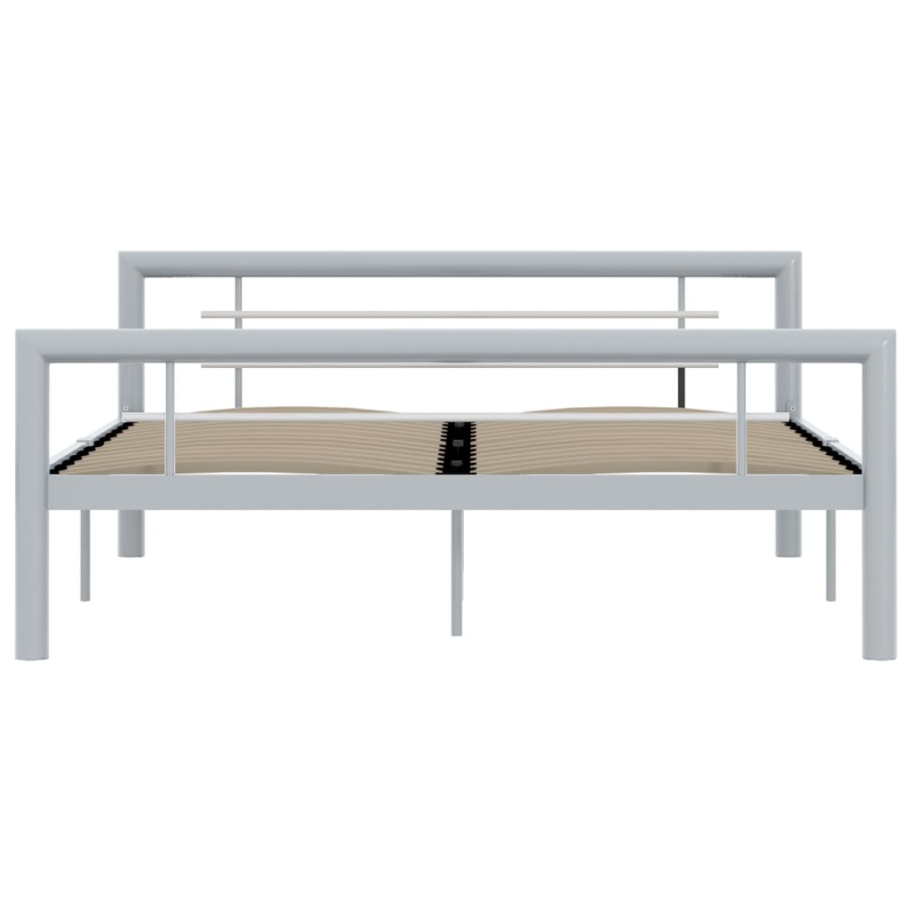 Estrutura de cama 120x200 cm metal cinzento e branco - Image 3