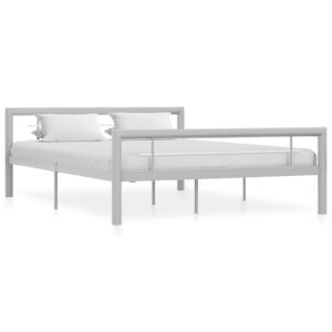 Estrutura de cama 140x200 cm metal cinzento e branco