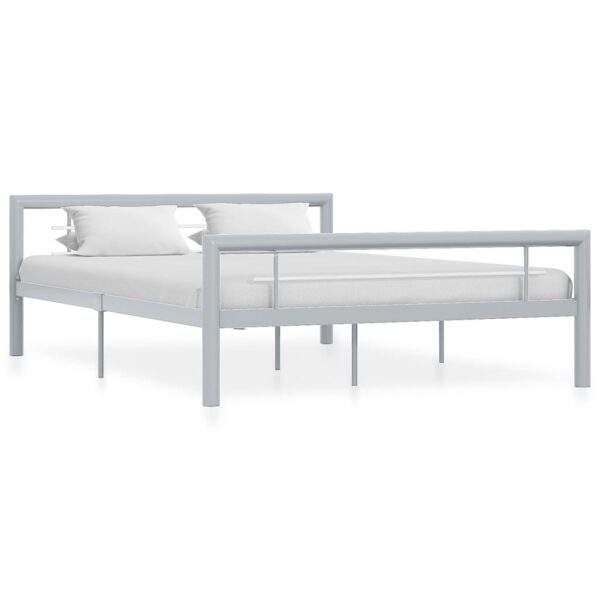 Estrutura de cama 160x200 cm metal cinzento e branco