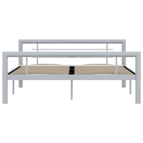 Estrutura de cama 160x200 cm metal cinzento e branco - Image 3