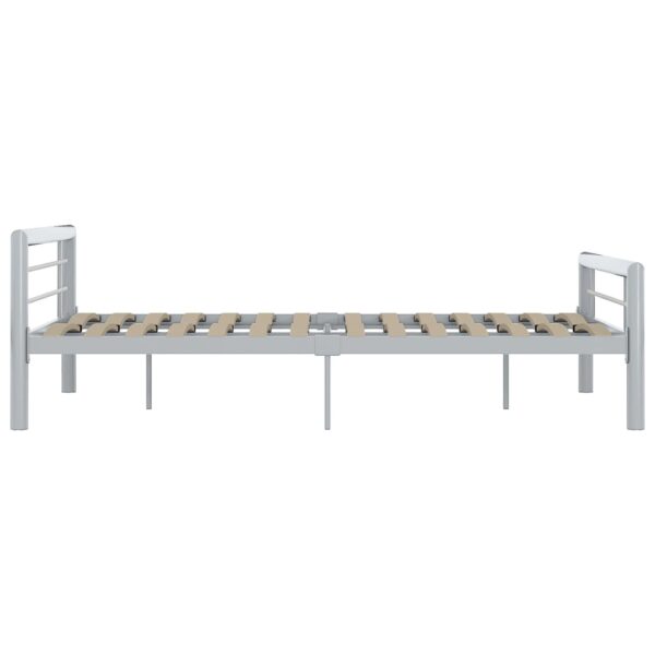 Estrutura de cama 160x200 cm metal cinzento e branco - Image 4