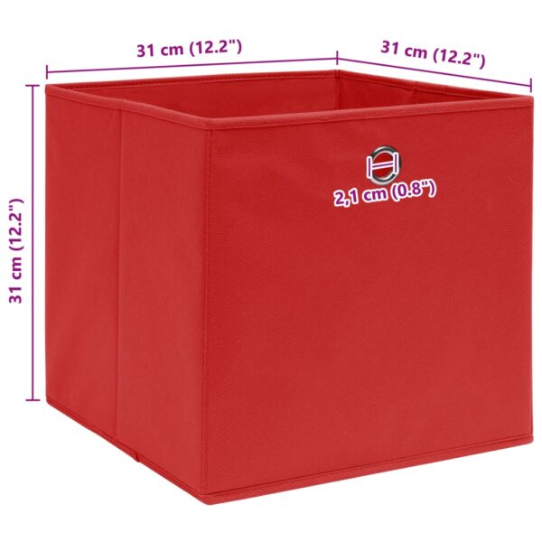 Caixas de arrumação 10 pcs 32x32x32 cm tecido vermelho - Image 5