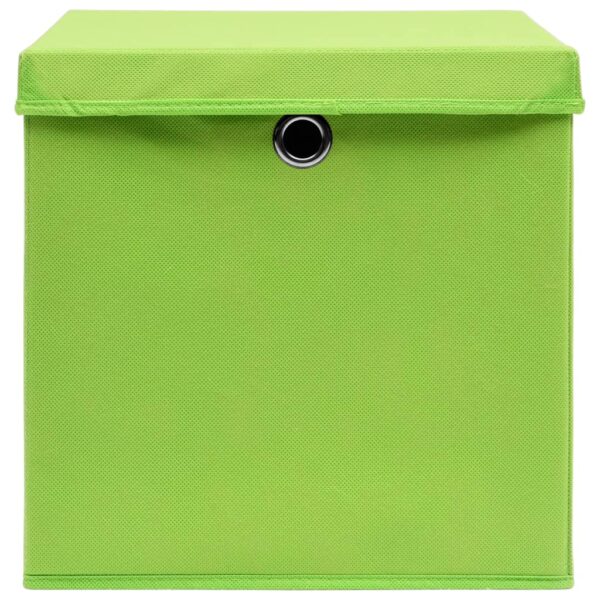 Caixas de arrumação com tampas 4 pcs 32x32x32 cm tecido verde - Image 4