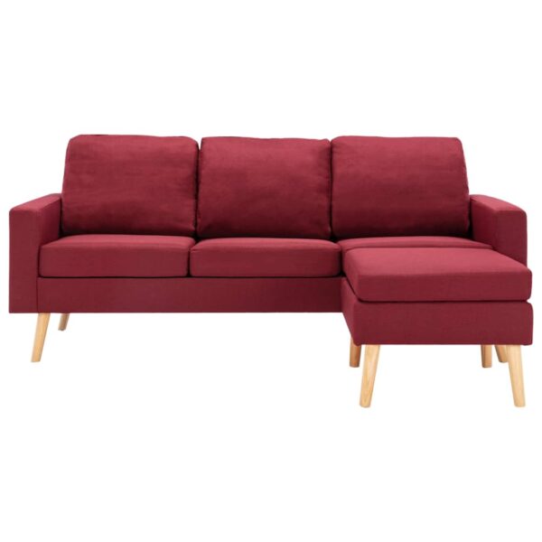 Sofá de 3 lugares com apoio de pés tecido vermelho tinto - Image 2