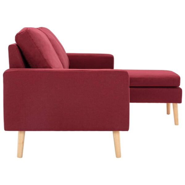 Sofá de 3 lugares com apoio de pés tecido vermelho tinto - Image 3